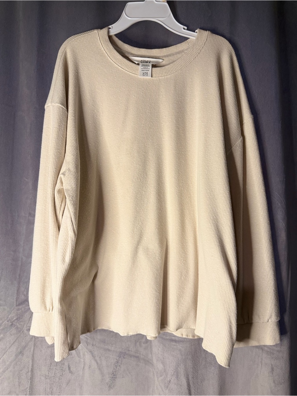 Athleta Cream Thermal Waffle Long Sleeve Top